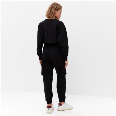 Костюм женский (брюки, свитшот) MINAKU: Casual Collection цвет чёрный, размер 42