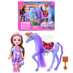 Кукла с лошадкой-единорогом, в коробке