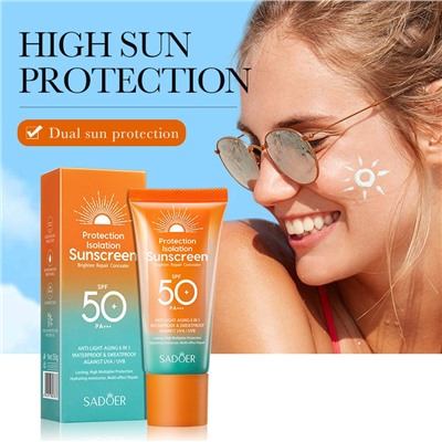 Солнцезащитный водоустойчивый крем для лица и тела SPF 50 Sadoer Sunscreen , 50 мл.