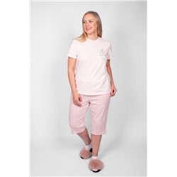 Пижама женская (футболка_капри) 0937 (Розовая полоска)