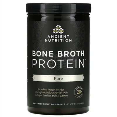 Dr. Axe / Ancient Nutrition, Bone Broth Protein, чистый протеиновый порошок, 446 г (15,7 унции)