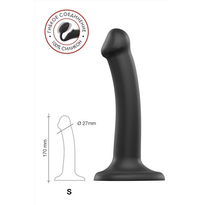 Черный фаллос на присоске Silicone Bendable Dildo S - 17 см.