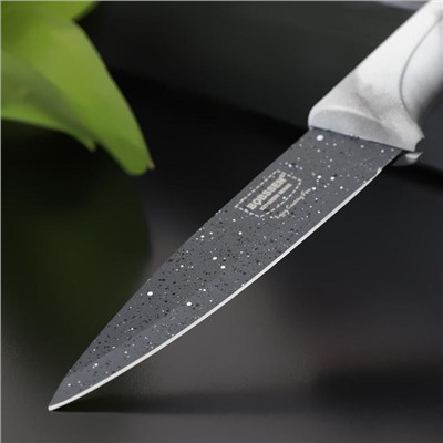 Нож овощной Доляна «Мрамор», лезвие 9 см, цвет белый