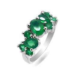 Кольцо из серебра зеленый агат, Милан