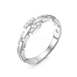 Кольцо из серебра с фианитами родированное 10-1012
