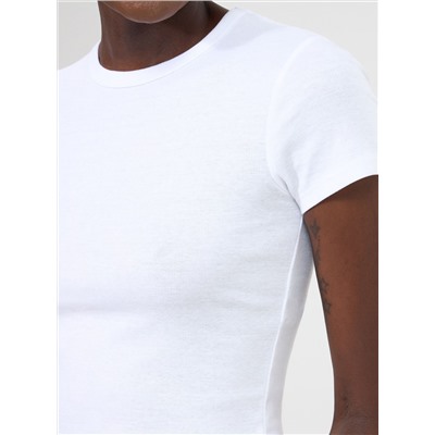 Облегающая укороченная футболка с оборками Чисто-белый