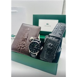 Подарочный набор для мужчины ремень, часы, кошелек + коробка #21134345