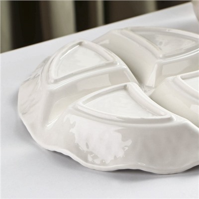Менажница керамическая 4 ячейки «Воздушность», 19×3 см, цвет белый