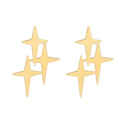 Серьги-гвоздики "Звезды" из позолоченной титановой стали, Intensity