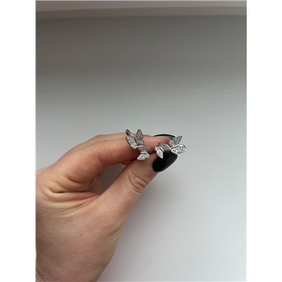 Серьги из серебра с фианитами родированные - Бабочки 925 пробы с-7264р200