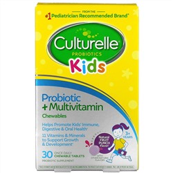 Culturelle, Kids, Probiotic + Multivitamin Chewables, 3 Years +, Natural Fruit Punch, 30 Chewable Tablets