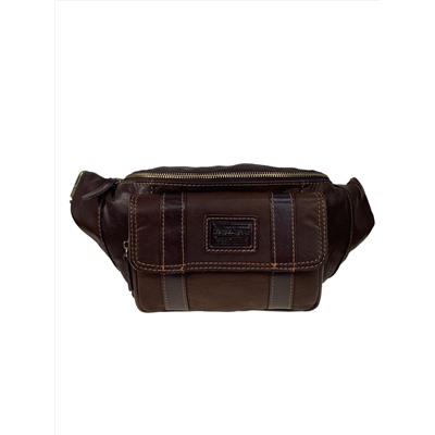 Мужская сумка на пояс из натуральной кожи цвет коричневый