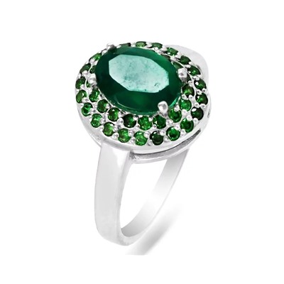 Кольцо из серебра зеленый агат, СПН4183