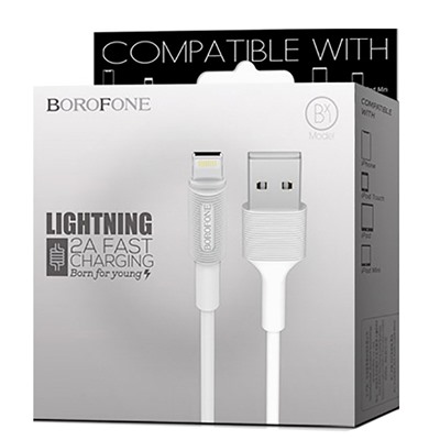 Кабель USB - Apple lightning Borofone BX1 (повр. уп)  100см 2A  (white)