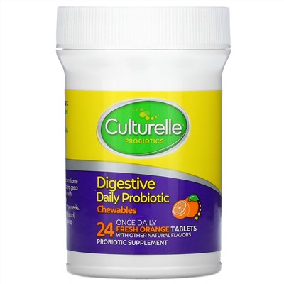 Culturelle, Digestive Daily Probiotic, Fresh Orange, 24 Once Daily Tablets