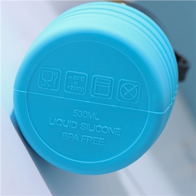 Бутылка для воды складная Доляна «Стоун», силикон, 530 мл, 7×21 см, цвет голубой