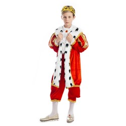 Карнавальный костюм «Король», бархат, брюки, мантия, корона, р. 28, рост 110 см,