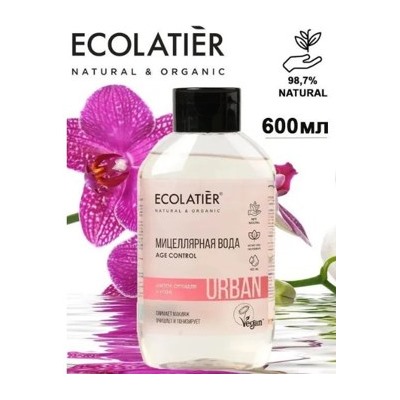 ECOLATIER Мицеллярная вода для снятия макияжа Цветок орхидеи и роза 600 мл 843506