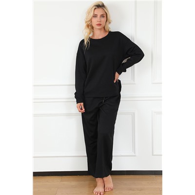 Black Ultra Loose Textured 2pcs Slouchy Outfit