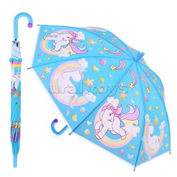 Зонт детский "Единорог на радуге" на голубом, 50см