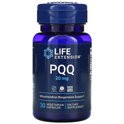 Life Extension, PQQ в капсулах, пирролохинолинхинон, 20 мг, 30 вегетарианских капсул