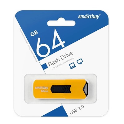 Флэш накопитель USB 64 Гб Smart Buy STREAM (yellow)