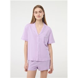 Однотонная футболка-рубашка фиолетовый