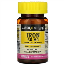 Mason Natural, железо, 65 мг, 100 таблеток