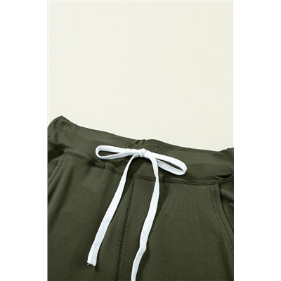 Moss Green Drawstring Waist Pocketed Joggers