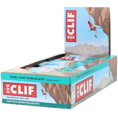 Clif Bar, Energy Bar, прохладный мятный шоколад, 12 батончиков, 68 г (2,40 унции) каждый