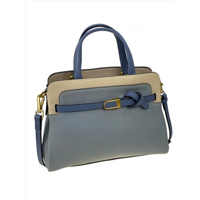 Женская сумка-портфель, цвет голубой с молочным