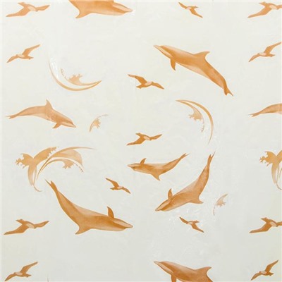 Штора для ванной «Дельфины», 180×180 см, цвет бежевый