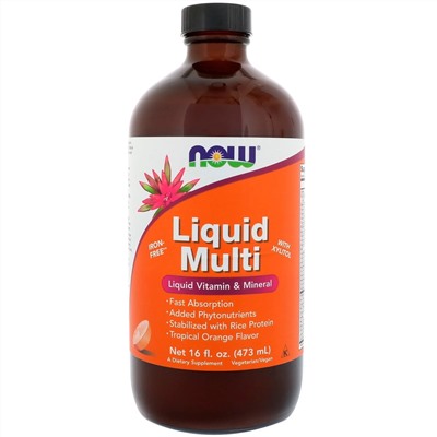 Now Foods, Liquid Multi, с ароматом тропического апельсина, 16 жидких унций (473 мл)