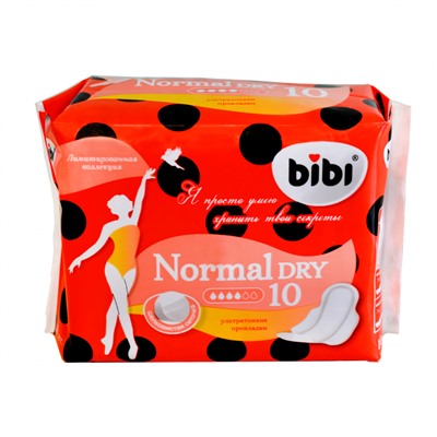 Прокладки "BIBI" Normal Dry 10 шт. 4 капли, короб 48 уп.