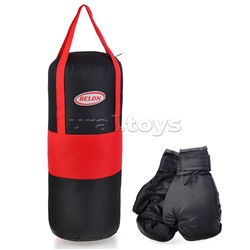 Набор для бокса: груша 50 см х Ø20 см. с перчатками. Цвет красный+черный, ткань "Оксфорд"