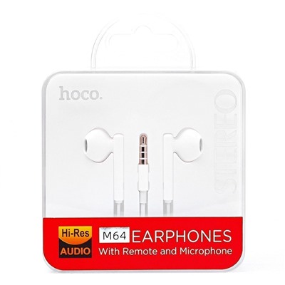 Проводные наушники с микрофоном вкладыши Hoco M64 Melodious Jack 3,5  (white)