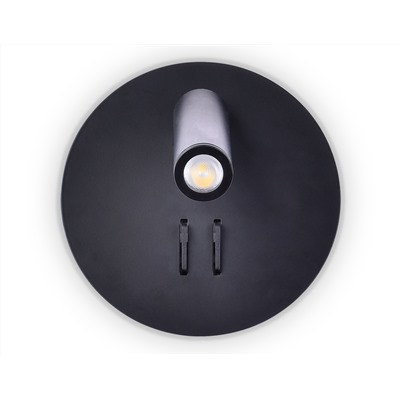 Настенный светодиодный светильник с выключателем FW252 SBK черный песок LED 4200K+3000K 6W+1W D140*110