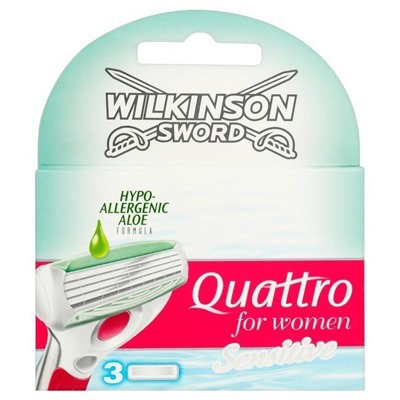 Кассеты для бритвы Schick (Wilkinson Sword) QUATTRO Women/ Women Sensitive (3шт)