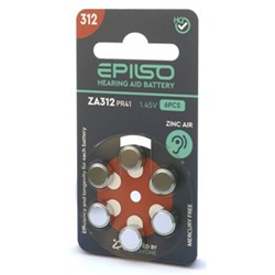 Элемент питания EPILSO ZA312 (PR41) 6BC 1.45V для слухового аппарата (отгрузка кратно 6 шт) EPB-ZA312-6BC EPILSO