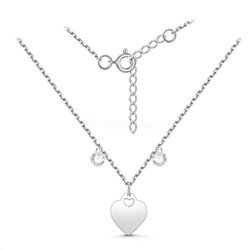 Колье Сердце из серебра с фианитами родированное 441-10-638р