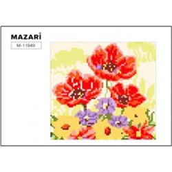 Алмазная мозаика по номерам 20х20 см "ЦВЕТЫ" полная выкладка, деревянный подрамник M-11949 Mazari
