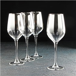 Набор стеклянных бокалов для вина «Серебряная дымка», 350 мл, 4 шт