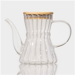 Чайник стеклянный заварочный с бамбуковой крышкой «Эко. Восток», 600 мл, 18×11,5×14 см, без сита