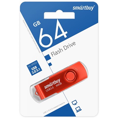 Флэш накопитель USB 64 Гб Smart Buy Twist 3.0 (red)