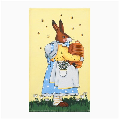 Набор кухонных полотенец Доляна "Bee and bunny" 2 шт, 28х46 см, рогожка, 100% хлопок, 160г/м2