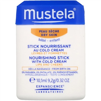 Mustela, питательный стик с холодным детским кремом, для сухой кожи, 10,1 мл (0,32 жидк. унции)