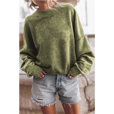 Green Drop Shoulder Crew Neck Pullover Sweatshirt