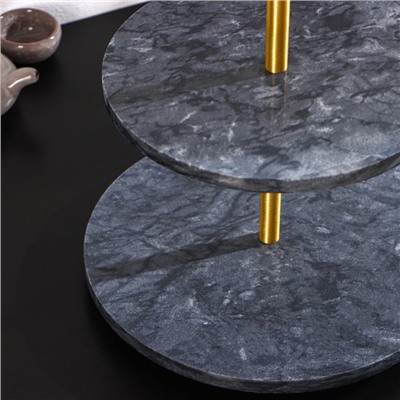 Блюдо из мрамора Magistro Granite, 2-ярусное, d=25/30×33 см, цвет серый