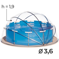 Купол-тент для бассейна d=360 см, h=190 cм, цвет серый