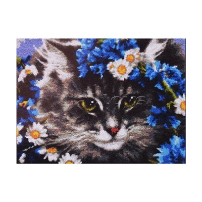 Алмазная мозаика 30*40 см (полное заполнение) "Кот в цветах"